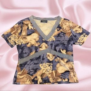 90s vintage angel cherub print top